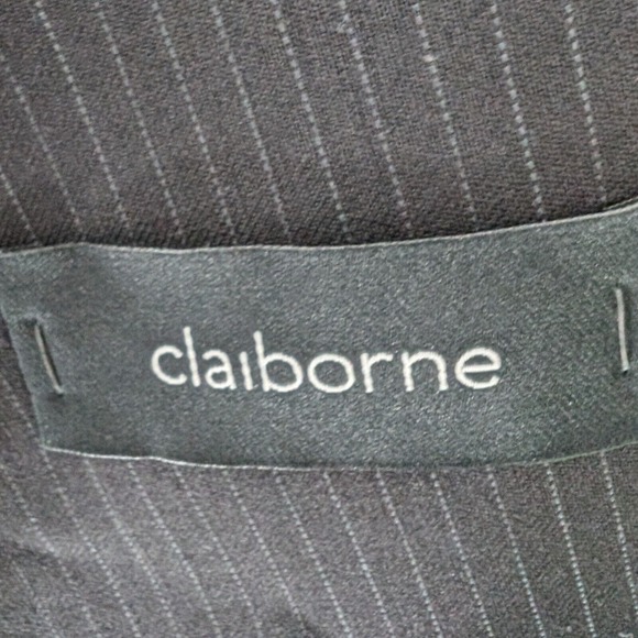Claiborne 100% Wool Charcoal Pinstriped Suit Jacket Blazer 42 R New With Tags - Picture 5 of 13